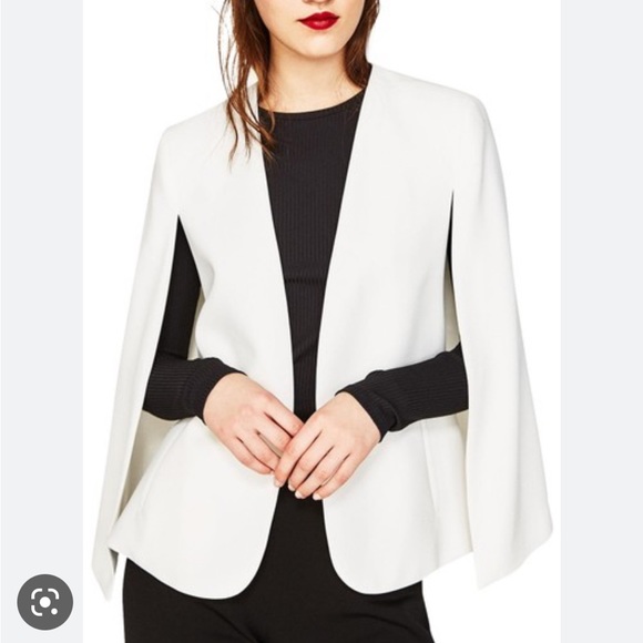 ZARA White Blazer Cape Jacket, XS - Picture 8 of 16